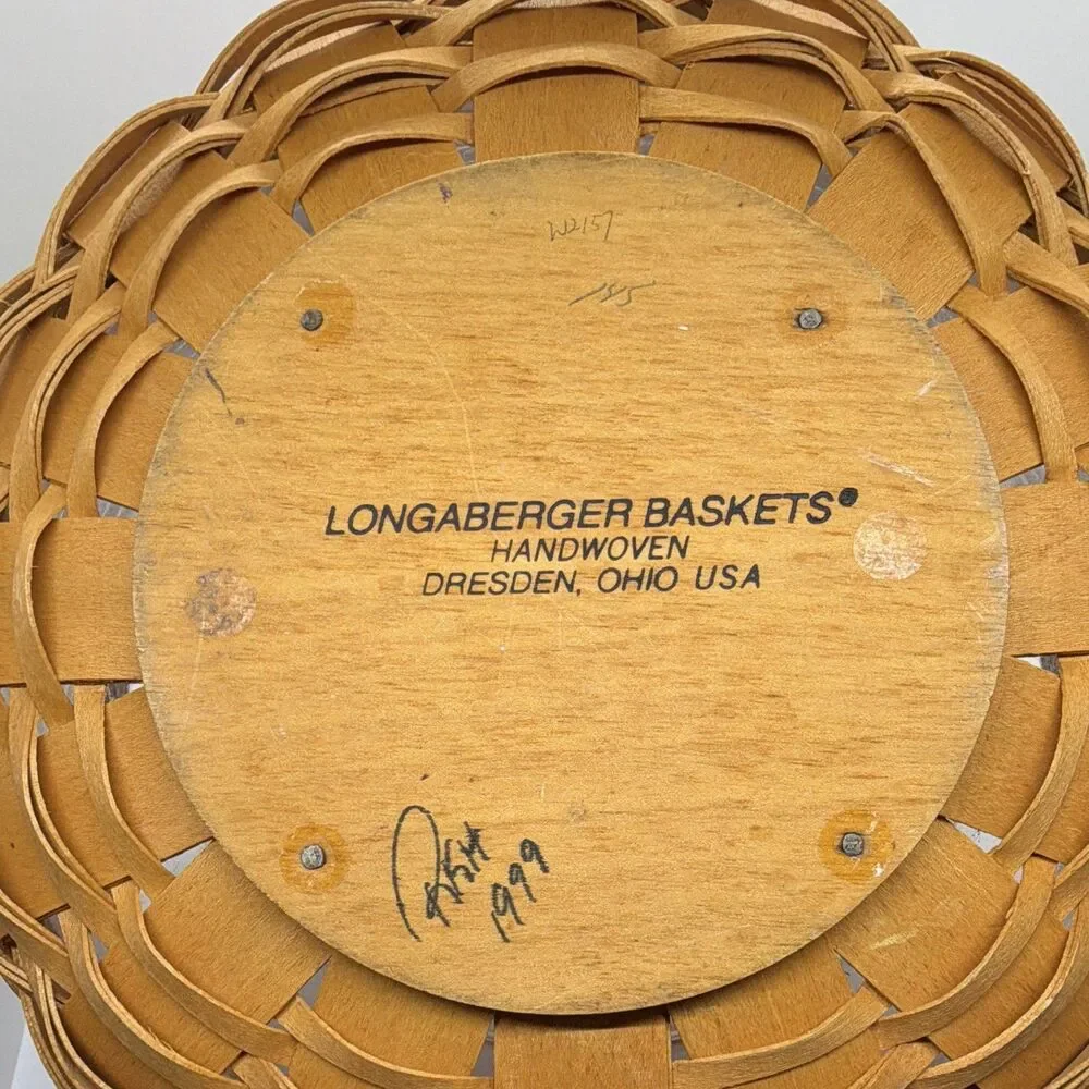 Longaberger 1999 Christmas Popcorn Basket Small Handwoven Wood Handle